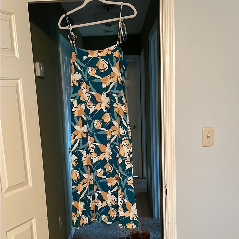 Floral Teal and Yellow Dress